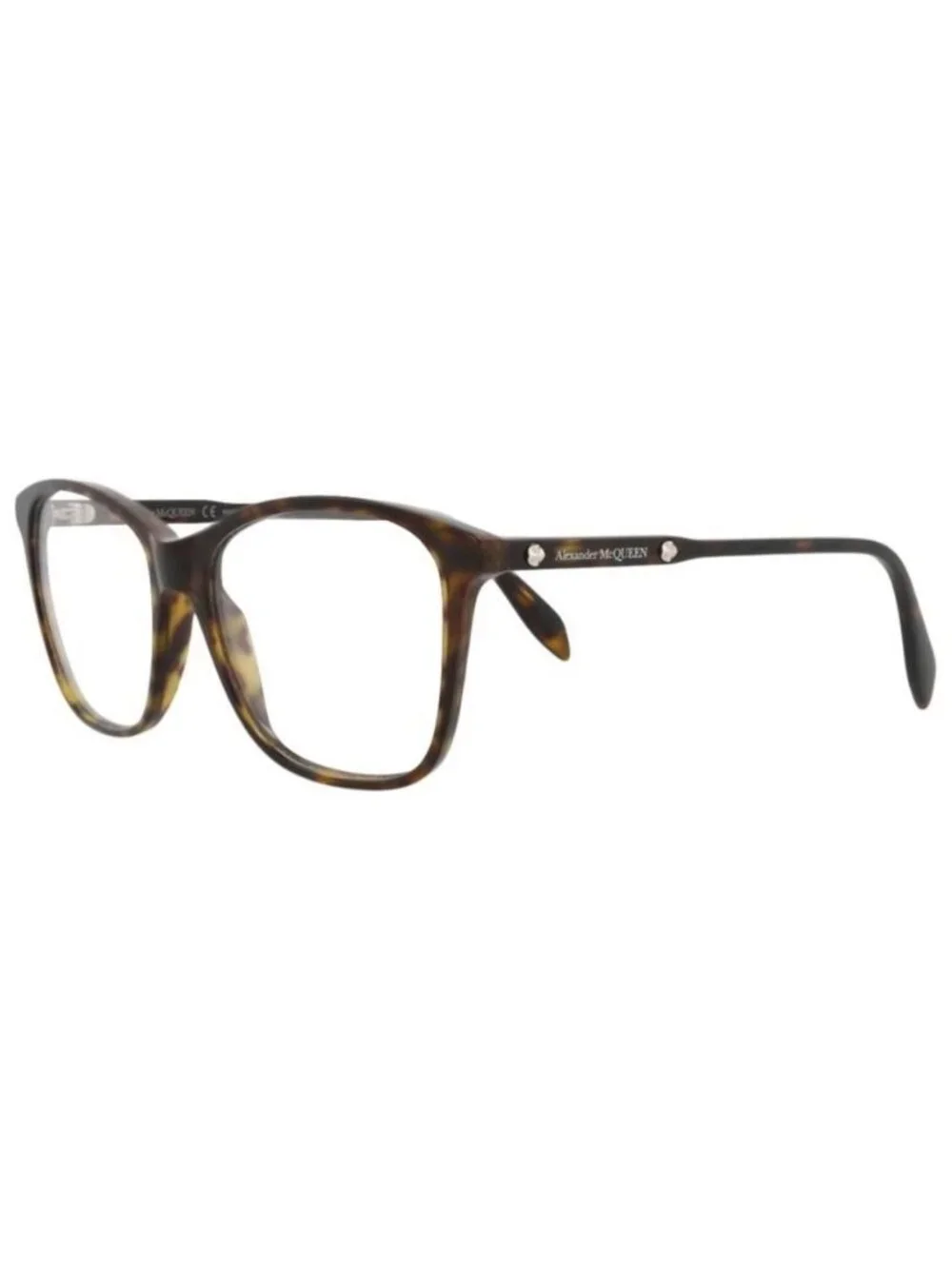 New Alexander McQueen Womens Square/Rectangle Havana Havana Transparent Fashion